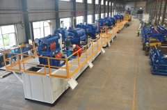 Work flow of geological drilling mud processing system